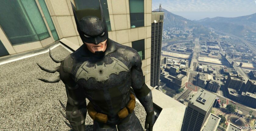 GTA 5 Player Mod: Batman Dcuo Damaged Addon PED (Featured)