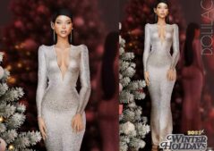 Sims 4 Dress Clothes Mod: V Neck Maxi Party Dress (Featured)