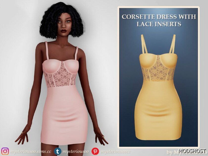 Sims 4 Corsette Dress with Lace Inserts mod