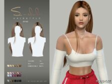 Sims 4 Long Straight Hair with Braid Alicia 051123 mod