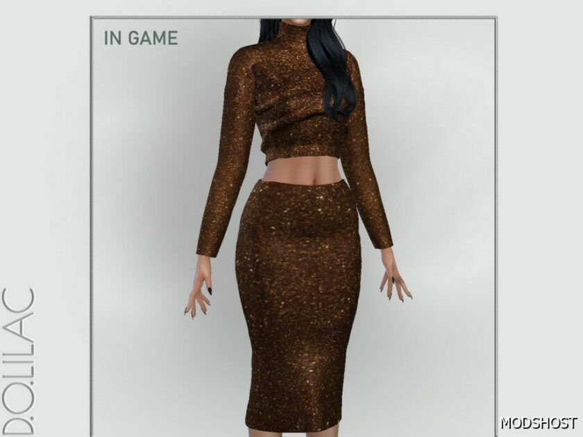 Sims 4 Sequin Embellished Skirt SET DO0159 mod