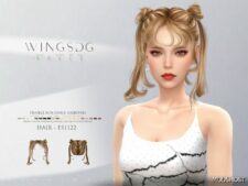 Sims 4 Wings ES1122 Double BUN Curly Hairstyle mod