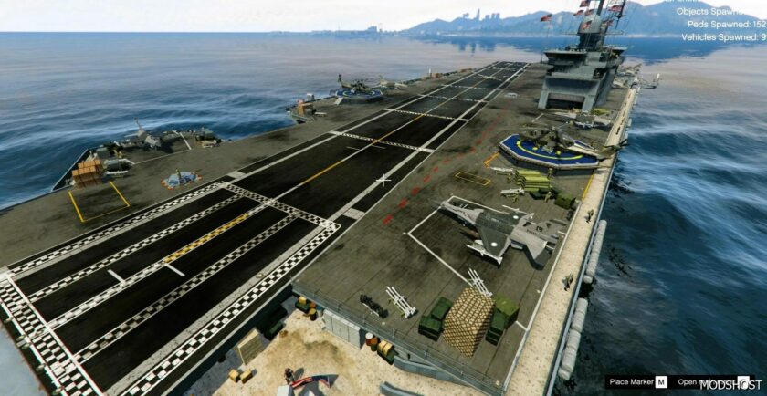 GTA 5 Aircraft Carrier with Launch & Brake System Menyoo mod