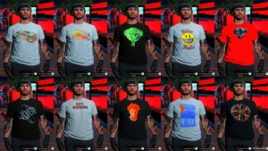 GTA 5 Player Mod: Vlone Tshirt Pack for MP Male V1.2 (Image #2)