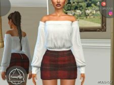 Sims 4 Elder Clothes Mod: Knit Sweater and Skirt SET 372 (Image #2)