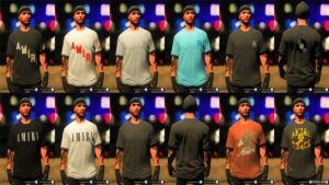 GTA 5 Player Mod: Amiri Graphic Tee’S Pack for MP Male (Image #3)