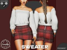 Sims 4 Knit Sweater and Skirt SET 372 mod