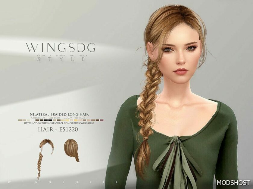 Wings Es1220 Unilateral Braided Long Hair Sims 4 Mod Modshost