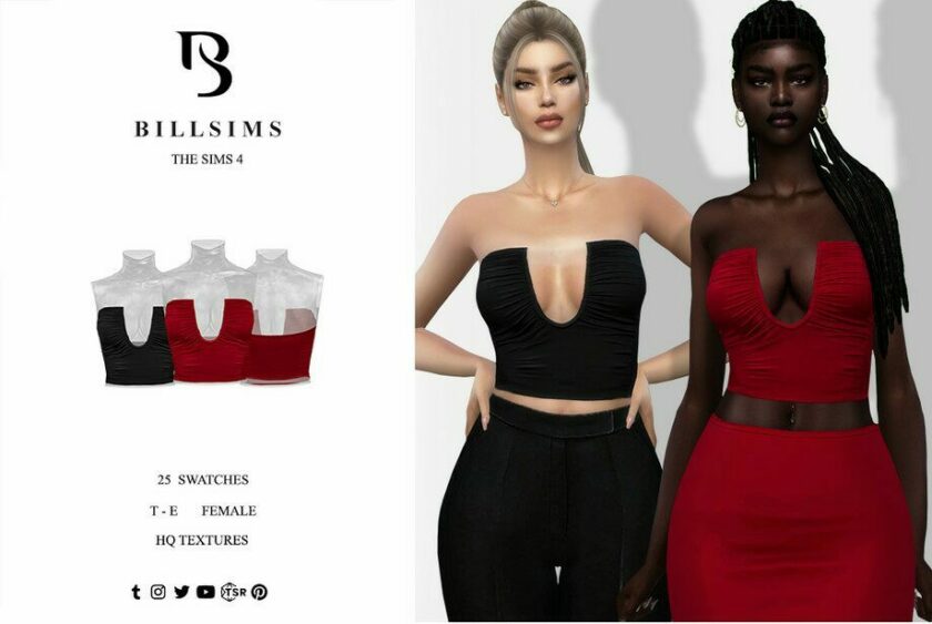 Sims 4 Strapless Plunge Neck TOP mod