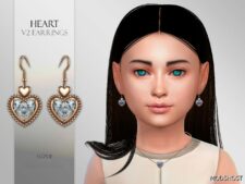 Sims 4 Heart V2 Earrings Child mod