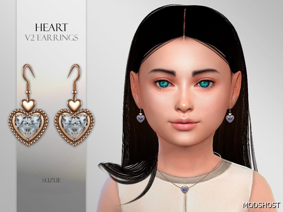 Heart V2 Earrings Child Sims 4 Accessory Mod - ModsHost