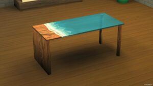 Sims 4 Object Mod: Wood & Epoxy Desk – 4 Color Options (Image #4)