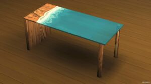 Sims 4 Object Mod: Wood & Epoxy Desk – 4 Color Options (Image #5)