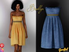 Sims 4 Brooklyn – Corduroy Dress with Patterned Waistband mod