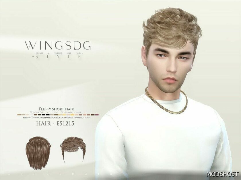Sims 4 Wings ES1215 Fluffy Short Hair mod