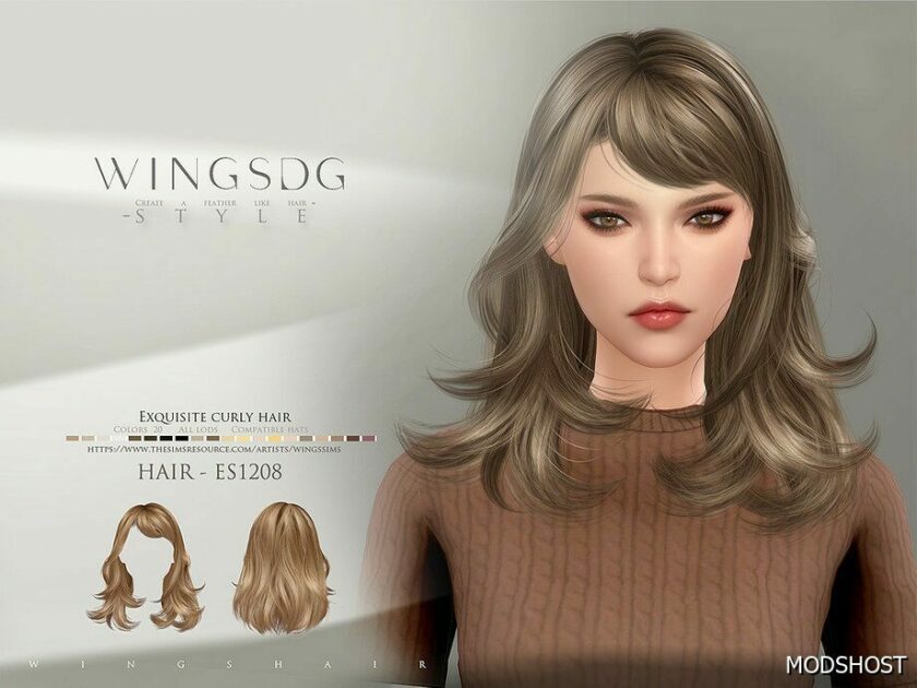 Sims 4 Wings ES1208 Exquisite Curly Hair mod