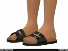 Sims 4 Shoes Mod: Leather Sandals (Male) – S012408 (Image #2)