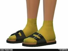 Sims 4 Male Shoes Mod: Leather Sandals (Male) – S012407 V2 (For Socks) (Image #2)