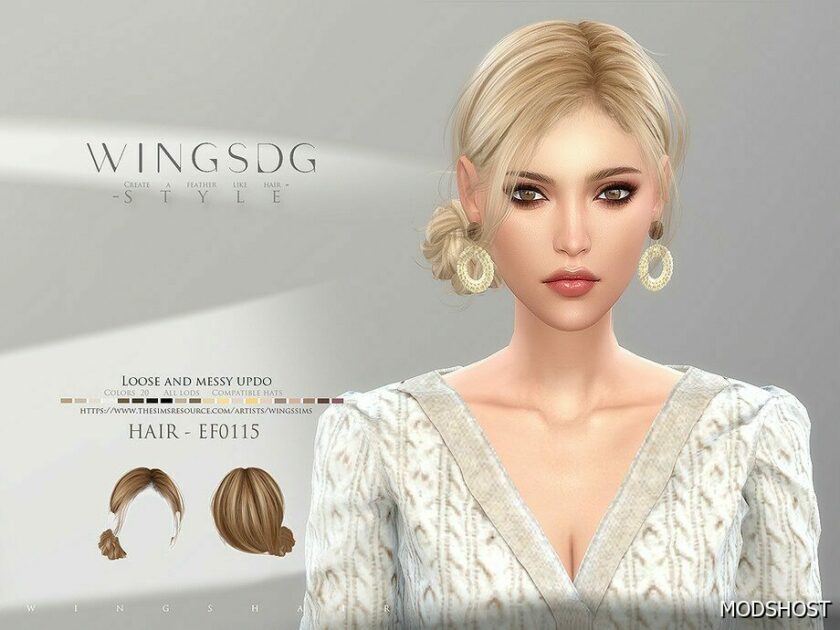 Sims 4 Wings EF0115 Loose and Messy Updo mod