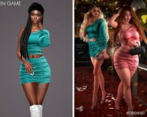 Sims 4 Satin Blouse & Mini Skirt – SET339 mod