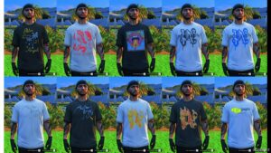 GTA 5 Player Mod: Palm Angels Graphic Tee’s Pack for MP Males (Image #2)