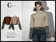 Sims 4 Female Clothes Mod: Sweatshirt T-550 (Image #2)