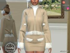 Sims 4 Female Clothes Mod: Winter Sweatshirt & Skirt – SET 394 (Image #2)