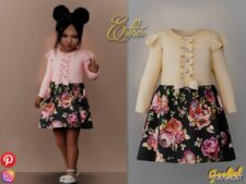 Sims 4 Kid Clothes Mod: Esther – Floral Dress (Image #2)