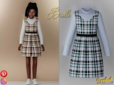 Sims 4 Kid Clothes Mod: Brielle – Cute Plaid Dress (Image #2)