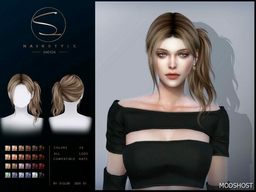 Sims 4 One-Sided Ponytail Hairstyle 04012024 mod