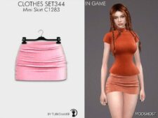 Sims 4 Elder Clothes Mod: Turtleneck Short Sleeve & Mini Skirt SET344 (Image #3)