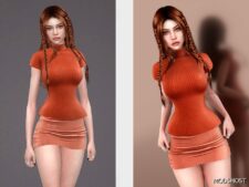 Sims 4 Turtleneck Short Sleeve & Mini Skirt SET344 mod