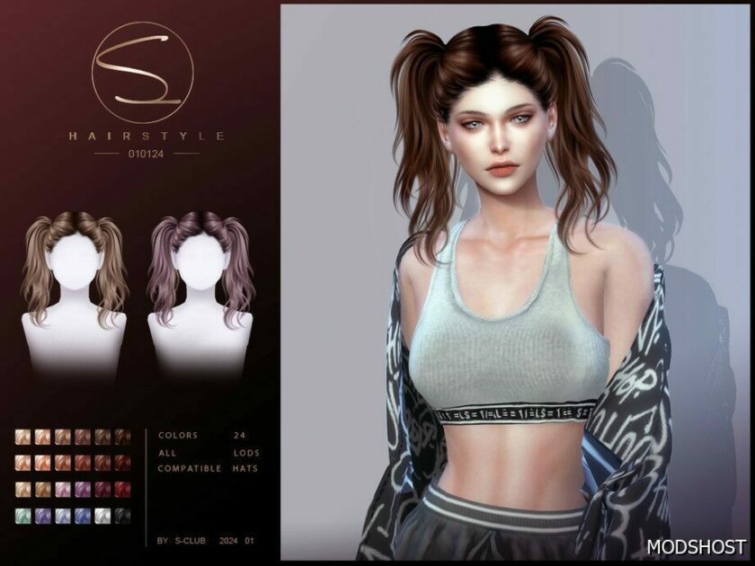 Sims 4 Double Ponytail Hairstyle 01012024 mod