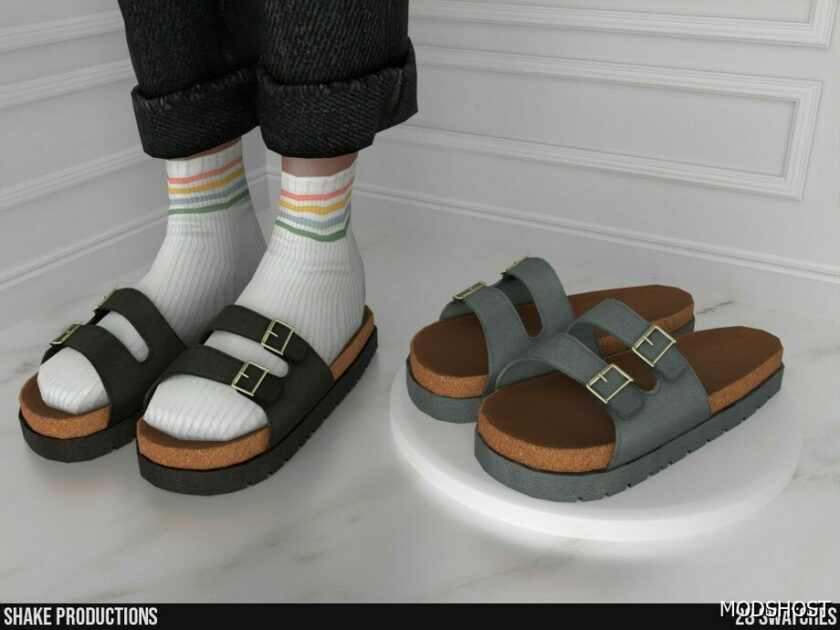 Sims 4 Leather Sandals Female – S012407 V2 FOR Socks mod