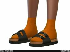 Sims 4 Female Shoes Mod: Leather Sandals (Female) – S012407 V2 (FOR Socks) (Image #2)