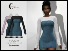 Sims 4 Female Clothes Mod: Denim Dress D-328 (Image #2)