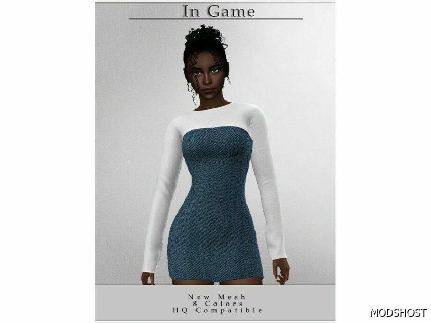 Sims 4 Denim Dress D-328 mod