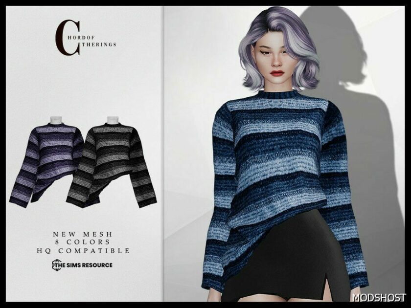 Sims 4 Adult Clothes Mod: Oversized Sweater T-548 (Featured)