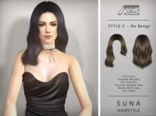 Sims 4 Suna – Style 2 without Bangs Hairstyle mod