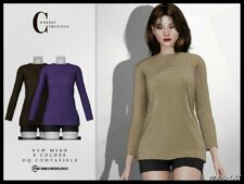 Sims 4 Female Clothes Mod: Oversized Sweater and Shorts O-44 (Image #2)