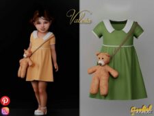 Sims 4 Valeria – Cute Dress with A TOY Bear mod