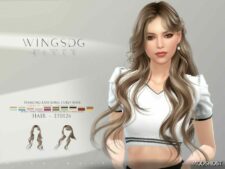 Sims 4 Wings EF0124 Hanging Ears Long Curly Hair mod