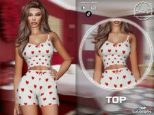 Sims 4 Sleepwear Clothes Mod: Heart Pajama SET 399 (Image #2)