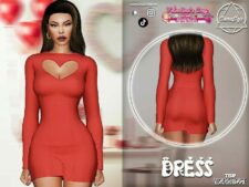 Sims 4 Female Clothes Mod: Outfit 400 – Valentines DAY Dress (Image #2)