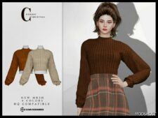Sims 4 Adult Clothes Mod: Cotton Sweater T-568 (Image #2)