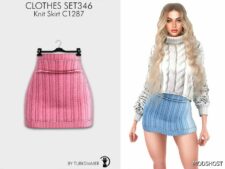 Sims 4 Teen Clothes Mod: Knit Sweater & Skirt – SET346 (Image #2)