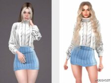 Sims 4 Knit Sweater & Skirt – SET346 mod