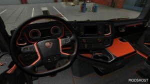 ETS2 Scania S and R Black Orange Interior 1.49 mod