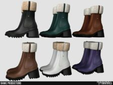 Sims 4 Female Shoes Mod: Leather Boots – S022401 (Image #2)