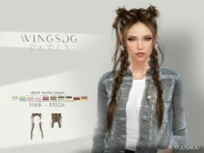 Sims 4 Wings Ef0224 Messy Double Braids mod